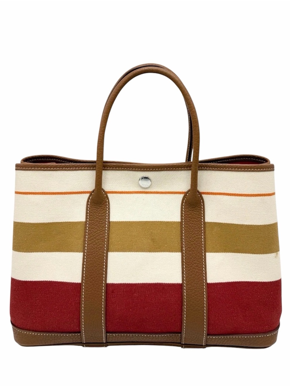 Hermes Red, Cream & Brown Striped Garden Party TPM